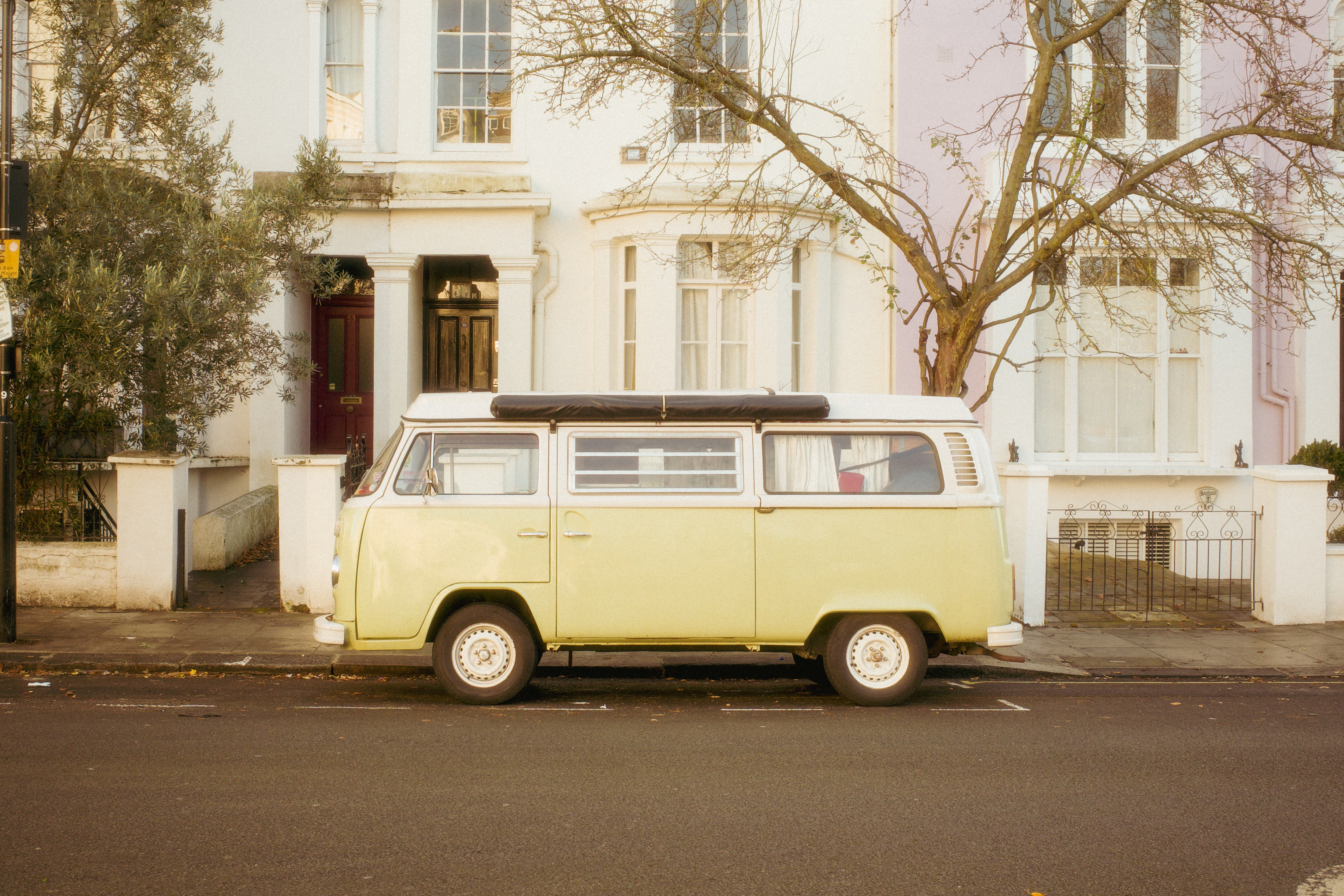 Vintage Volkswagen camper van parked on a London street